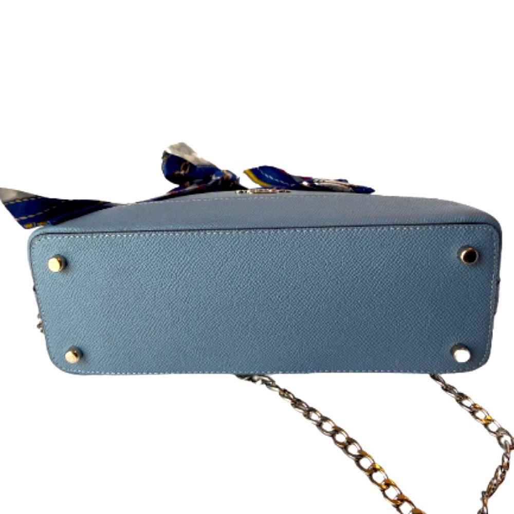 Coach Blue Handbag with Scarf and Gold Accents comes with bag scarf & dusty.EUC - Picture 3 of 5